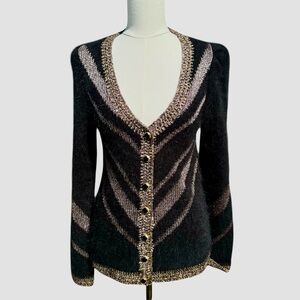 Leifsdottir Black and Gold Chevron Cardigan